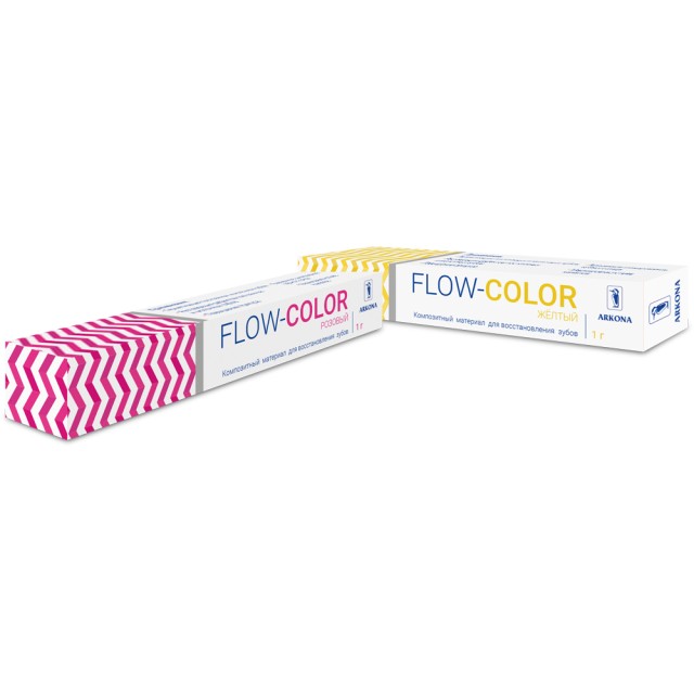 Флоу-колор / Flow-Color (цветной) - жидкотекучий светоотверждаемый микрогибридный композит с фтором (1г), Arkona / Польша